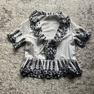 Zara Black and White Floral Crop Top